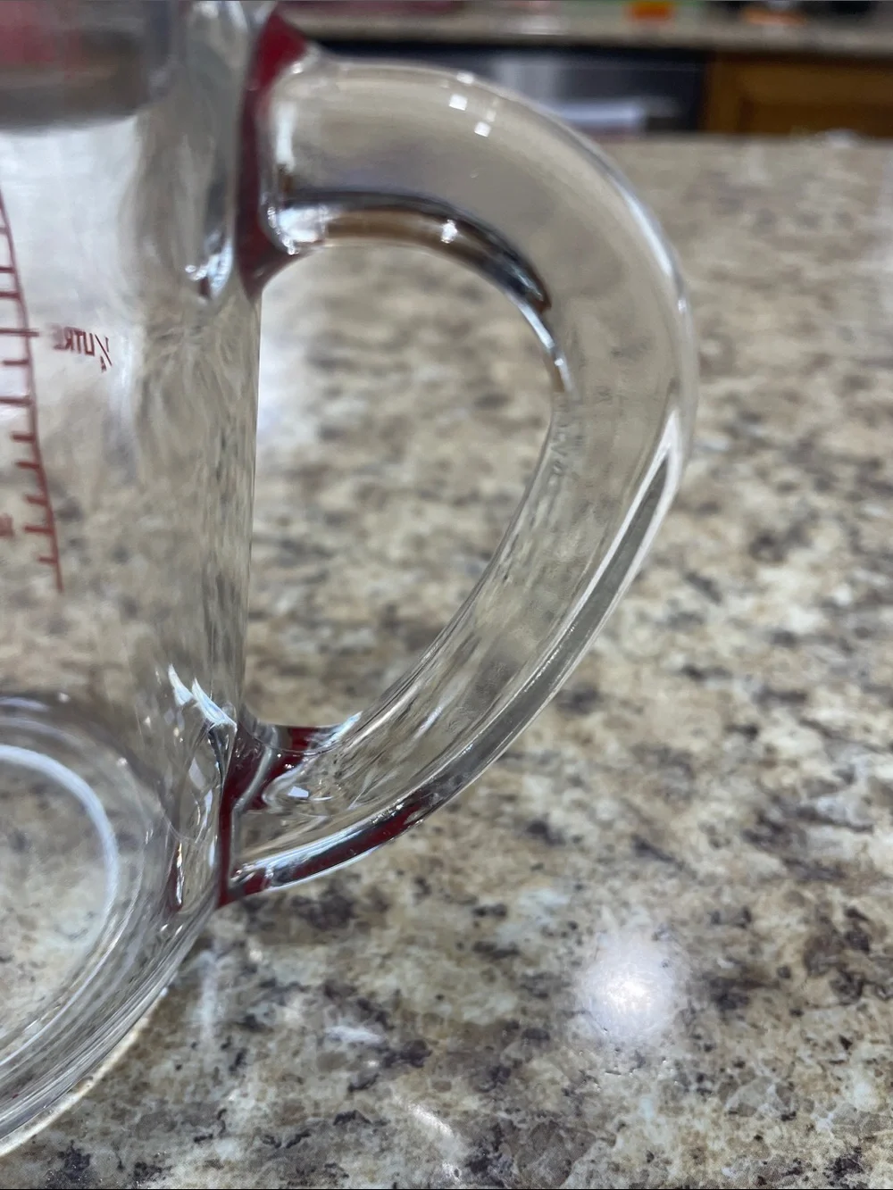 Anchor Hocking Oven Originals 498 RED Lettering 2 Cup Clear Glass Measuring Cup.